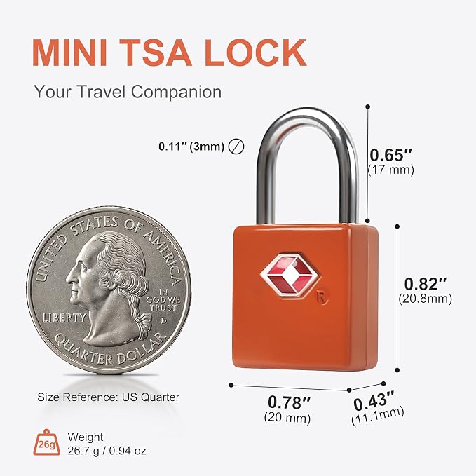 Luggage Locks TSA Approved 4 Pack, Small Lock with Key for Suitcase, Backpack, Bag Zipper, Travel Case, TSA Approved Small Padlock for Luggage, Travel Accessories, Mini Locker, Tool Box - Image 5