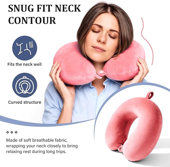 2 Packs Travel Neck Pillow Cover, Reusable U Shaped Washable Cover (Dark Blue Pink) - Image 7