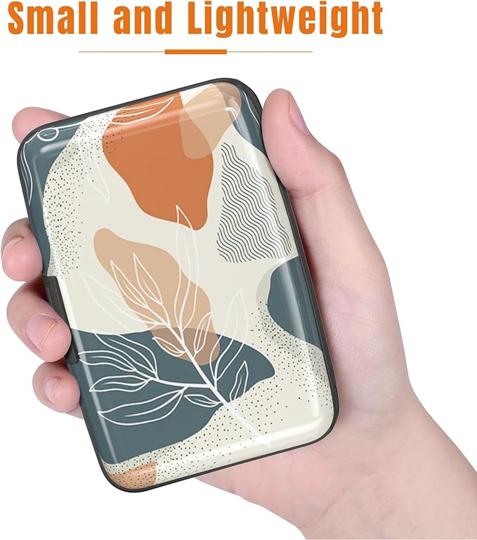 Rimilak Aluminuml Credit Card Holder,White Leaves | Mini Credit Card Wallet RFID Blocking Slim Metal Hard Case for Women Men - Image 3