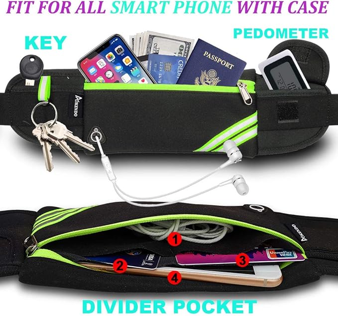 AIKENDO Slim Running Belt Fanny Pack Phone Holder Money Belt Women and Men | Waist Pack Bag for Hiking Cycling Workout Travelling, Reflective Runners Belt Jogging Pouch, Sport Gear Accessories - Image 3