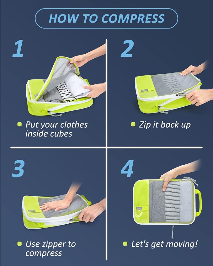 BAGSMART Compression Packing Cubes for Travel Essentials | 14 Set /6 Set /4 Set/2 Set, Lightweight, Durable - Image 6