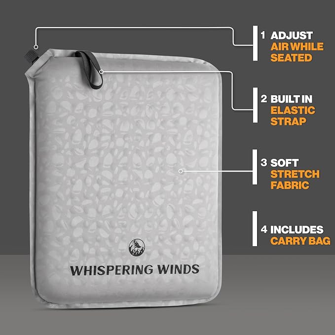 Whispering Winds Inflatable Seat Cushion | Comfortable & Packable Blow-up Foam Pad for Airplane Travel, Stadium Outdoors, Camping, Car & More - Image 4