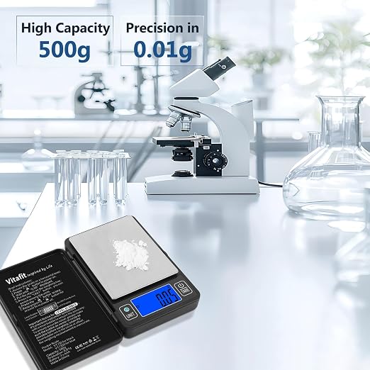 Vitafit 500g Digital Gram Scale in 0.01g, High Accuracy Assured by Built-in Level Bubble, Scale Professional Since 2001, Pocket Scale for Multi-Function: Kitchen, Food, Jewelry, Lab, Coffee, Black - Image 3