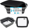Collapsible Cutting Board with Container, Foldable Camping Sink with Colander, BBQ Prep Tub with Lid, Multifunction Dish Basin for Kitchen, Bowl, Vegetable and Fruit, 2.11 Gal/8L Storage Basket by Tiawudi