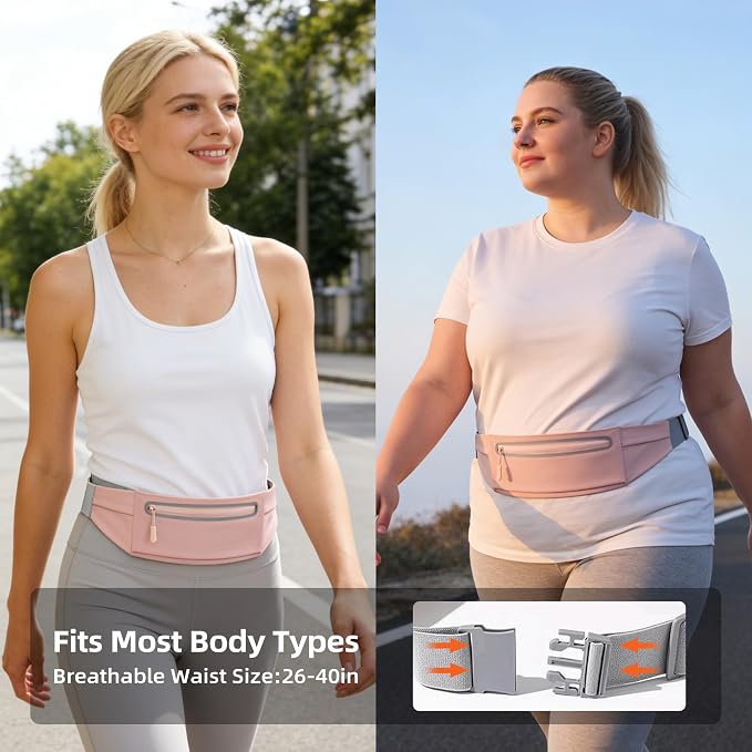 Slim Running Belt for Women Men,Phone Holder Waist Pack,Runners Fanny Pack | No-Bounce,Sweat-Proof Pocket,Travel Money Pouch for Gym/Hiking/Cycling,Three pocket,Two Highly Reflective Strips - Image 4