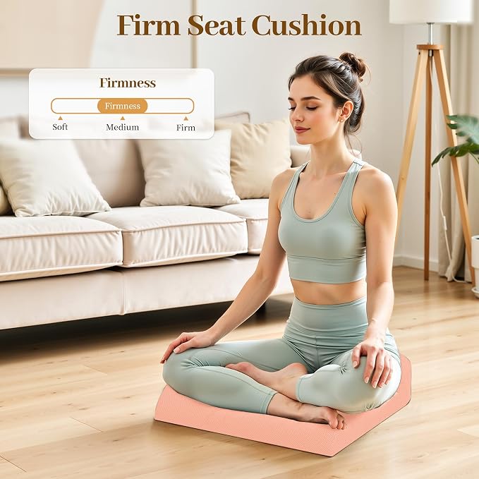 TranquilRelax 2XL Memory Foam Seat Cushion for Office Chair, 3.7-Inch, Pink | Medium-firm Support for Long Sitting, Washable Mesh Cover, Non-slip Base, Perfect for Car Seats & Short Drivers - Image 7