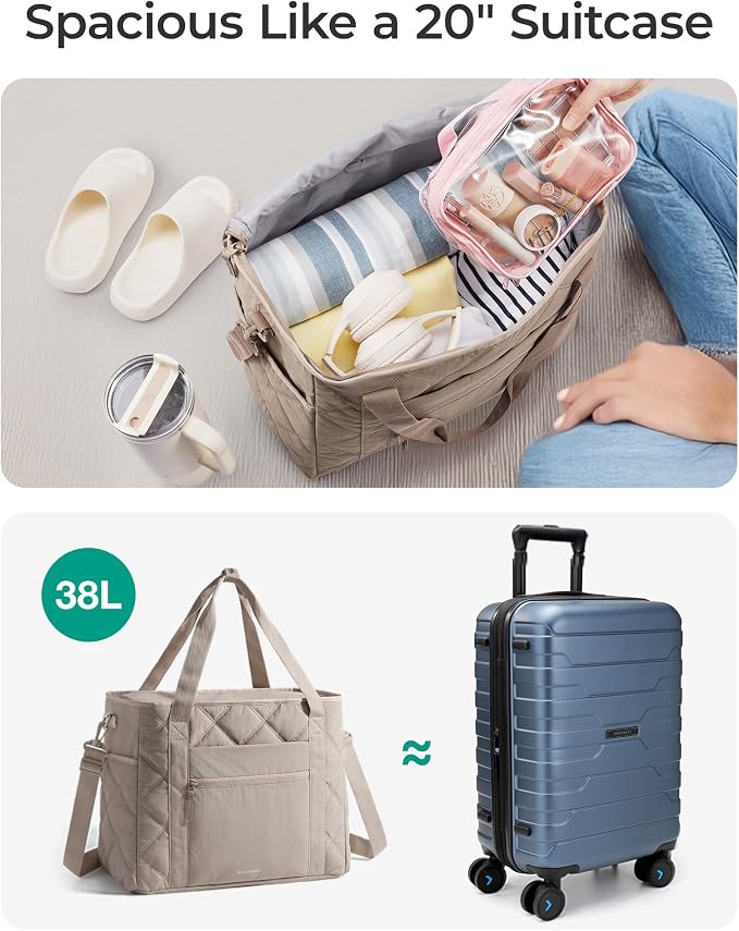 BAGSMART 38L Travel Duffle Bag, Weekender Overnight Hospital Bag | Carry-On Personal Item Large Tote for Women Labor Delivery - Image 4