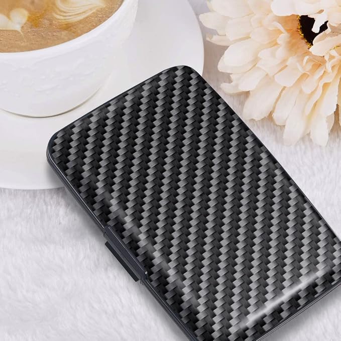 Coco Rossi Credit Card Holder RFID Aluminum Small Mini Wallet Men | Metal Wallet, Business Cards Holder, ID Case, Slim Sleeves, Mens Gift, Carry Proof Wallets for Travel, Carbon Fiber - Image 7