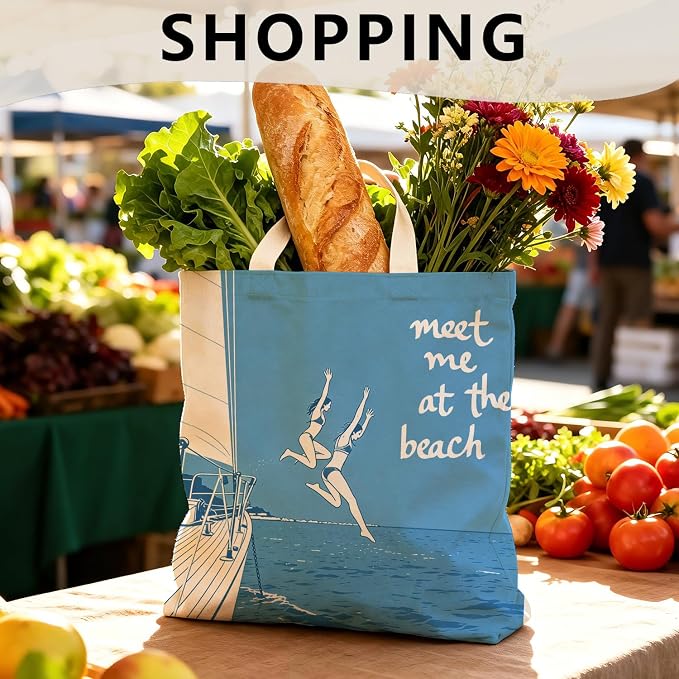 Summer Coastal Beach Canvas Tote Bag - Image 4