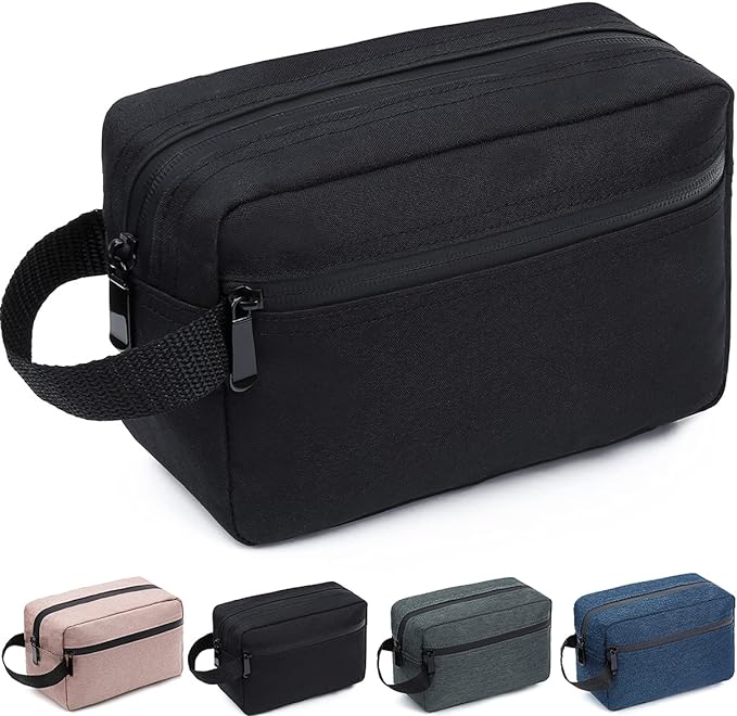 Travel Toiletry Bag for Women and Men, Water-resistant Shaving Bag for Toiletries Accessories, Foldable Storage Bags with Divider and Handle for Cosmetics Toiletries Brushes Tools by FUNSEED