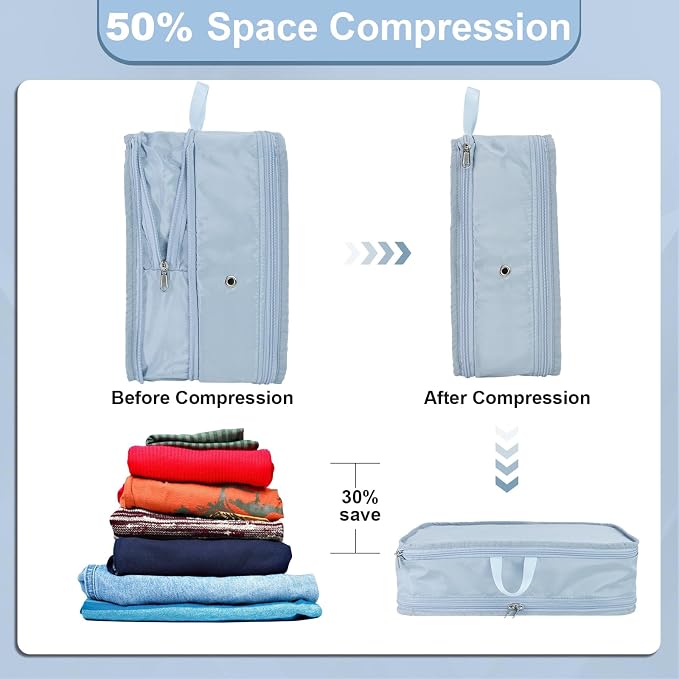 Packing Cubes for Travel Packing Organizers Compression Travel Cubes, Blue | Compression Packing Cubes Luggage Suitcase Organizer Bags Compression Bags for Travel Accessories - Image 5