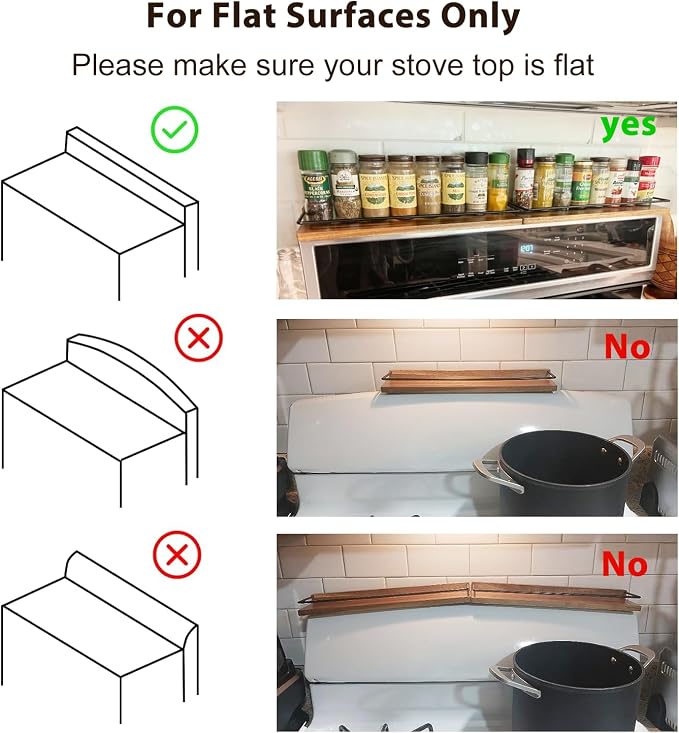 2-Piece 30" Magnetic Acacia Wood Stove Top Shelf for Gas/Electric | Strong magnetic hold, heat-resistant acacia, no-drill setup, fits gas/electric, easy-clean, holds heavy jars securely - Image 3
