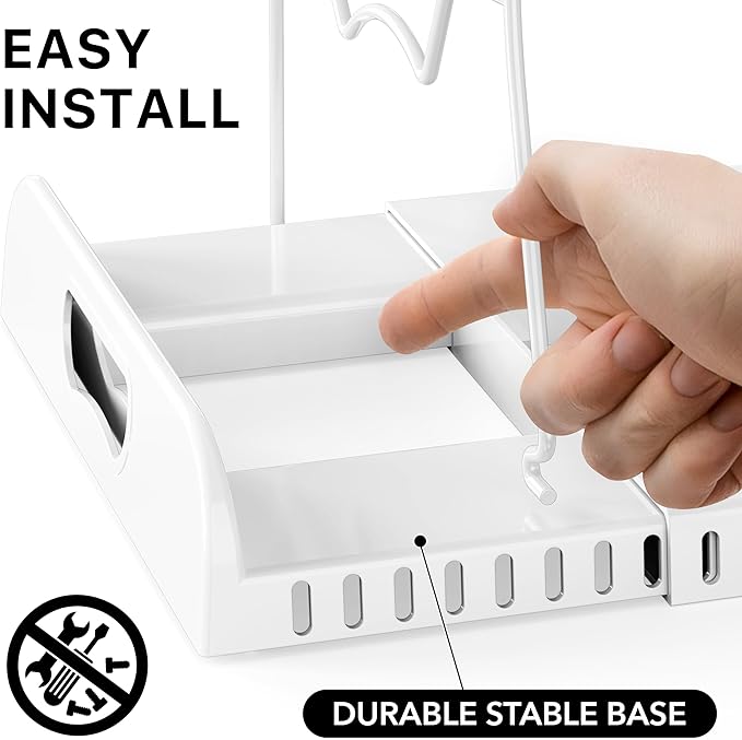 Simple Houseware Expandable Pan Rack 10 Adjustable Compartments, White | Kitchen Cabinet Organizer for Pots, Pans, Lids & Bakeware - Pantry & Countertop Storage - Image 5