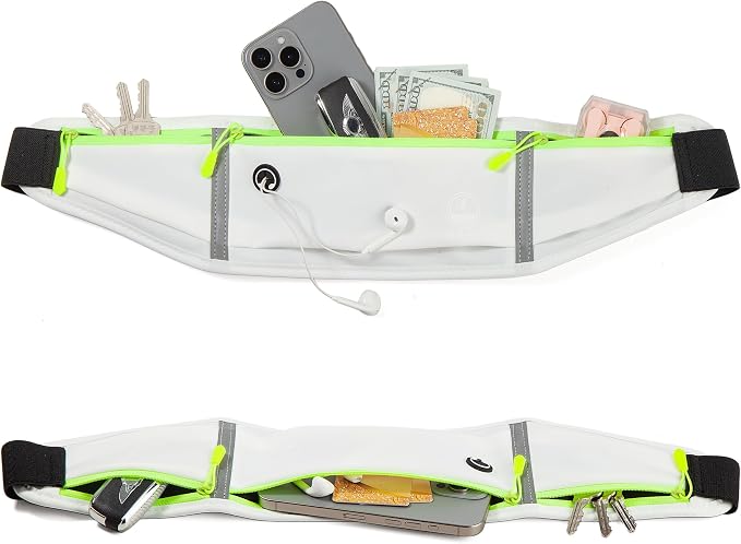 Running Belt Slim Fanny Pack Jogging Pouch Phone Holder Waist Pack - White - Image 5