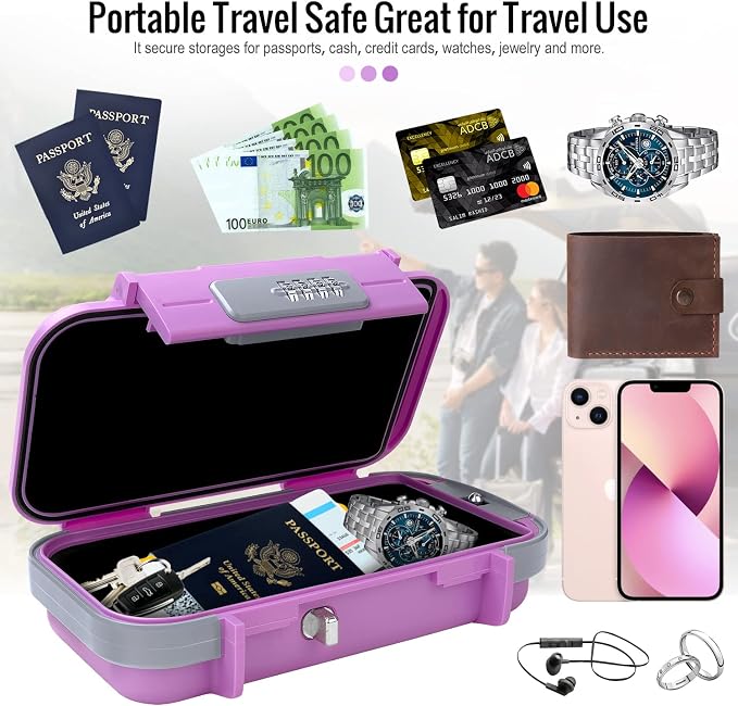 BKNOOU Portable Travel Safe with Removable Chain, Anti-Theft Beach Safe Box, Waterproof Combination Lock Box for Travel, Dorm, Beach, Hotel, Car, Home, Office - Image 5