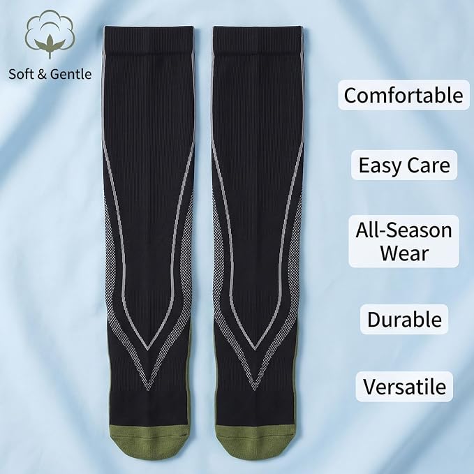 2 Pairs Compression Socks for Women & Men Knee High Nurse Pregnant Cute Medical Running Travel Athletic - Image 4