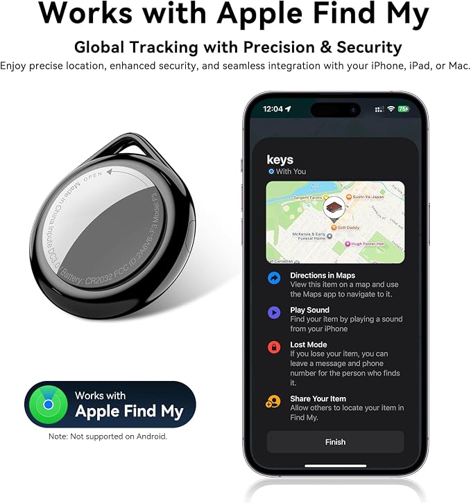 Bluetooth Wallet Tracker 4 Pack, Works with Apple Find My App (iOS Only), IP67 Waterproof Item Finder with Replaceable Battery and Loud Alarm for Keys, Wallet, Luggage, Backpack and Travel Bags - Image 5