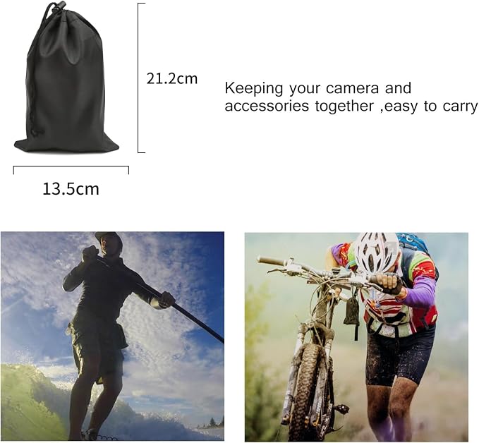 4-in-1 Sports Action Camera Accessories Kit for GoPro Hero 13/12/11/10 | for SJCAM SJ4000 SJ5000 SJ6000 for AKASO Cameras Chest Strap + Head Strap + Floating Grip + Pouch - Image 5