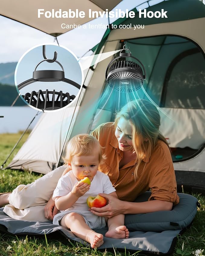 FRIZCOL Portable Stroller Fan, Use As Power Bank, 65H 12000mAh Battery Operated Fan Flexible Tripod Baby Car Seat Fans with Timming, Personal Mini Handheld/Desk/Small Clip On Fans For Stroller - Image 8