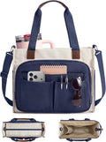 BAGSMART Canvas Tote Bag for Women, Small Work Tote Bag with Zipper | 30oz/40oz Tumble & 11 Pockets Travel Tote, Teachers/Nurses, Lightweight Canvas or Water-Resistant Puffer Taslon Crossbody Bag by BAGSMART