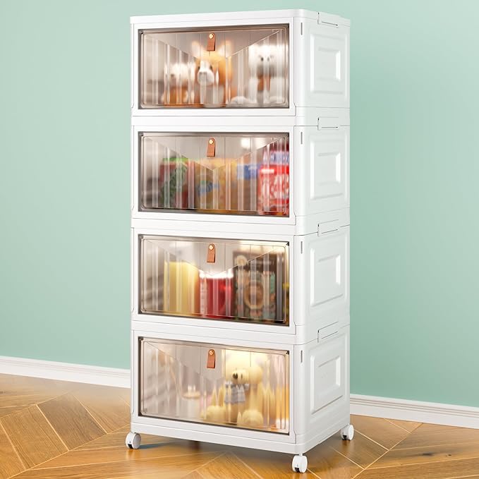 Wise Oannes Closet Organizers and storage, Storage cabinet with Wheels | Stackable Storage Bins with Wheels，Collapsible and Folds flat design to saves space, , Great for home, office, or garage by WiseOannes