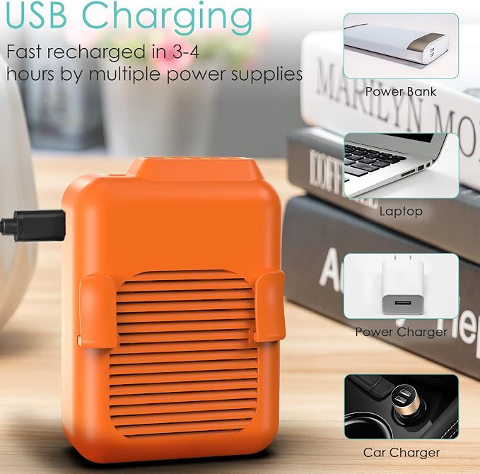 Portable Mini Waist Fan Clip on Belt, 6000mAh Rechargeable Battery Powered Wearable Body Fan With Max 23H Working Time, 3 Speeds, 5100RPM Strong Airflow for Jobsite Farm Fishing Gardening Camping - Image 4