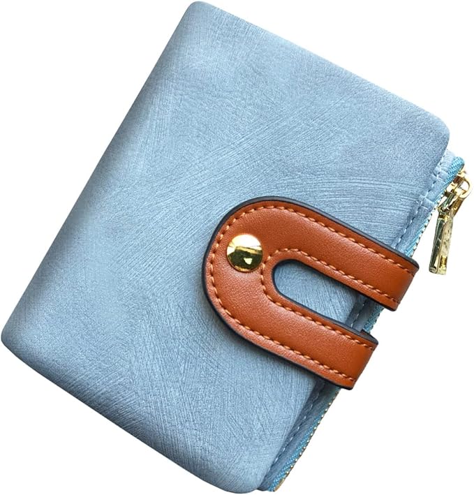 AOXONEL Women's Rfid Small Bifold Leather Wallet Ladies Mini Zipper Coin Purse id card Pocket,Slim Compact Thin by AOXONEL