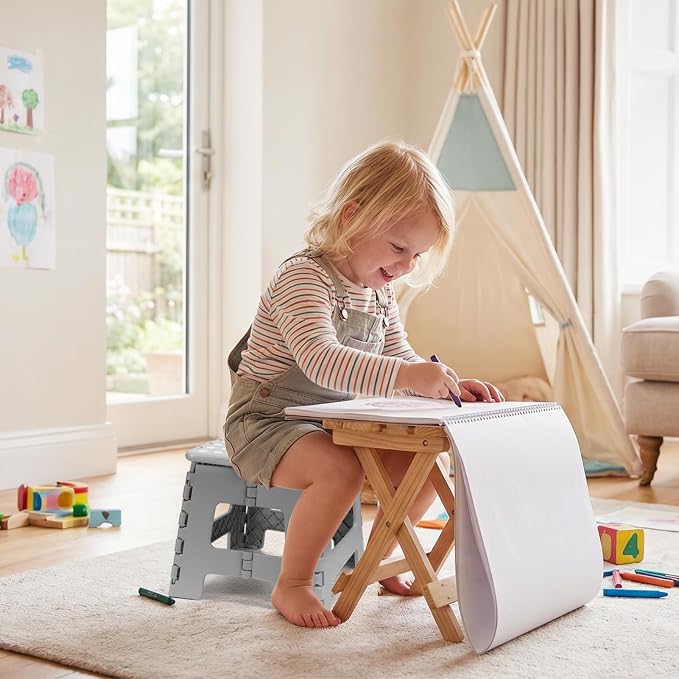 Dyforce Kids Step Stool 9 Inch, 300lbs Folding Step Stool for Toddler | Step stool Grey,Anti-slip Heavy Duty with Handle, Lightweight Foldable Foot Stool for Bathroom Kitchen Bedroom Outdoor - Image 5
