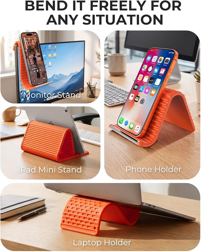 2026 Airplane Phone Holder, Flexible Silicone Portable Phone Stand | Foldable for Desk Bed Office, Travel Essentials Hands Free Mount for iPhone Tablet Laptop,Anti-Slip & Scratch-Resistant - Image 7