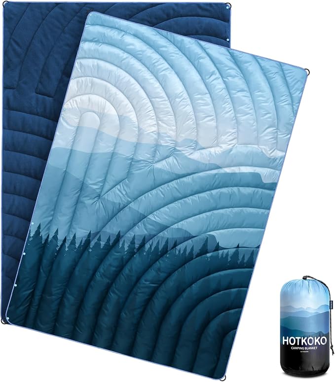 Mini Camping Blanket, Puffy Polar Fleece Blanket Lightweight Warm Outdoor Blanket for Camping,Traveling, Stadium, Hiking, Picnics by hotkoko