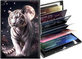 Metal Wallet,Credit Card Holder for Women,Slim RFID Blocking Credit Card Holder Thin Aluminum Wallet ID Case,6 Slot Business Mini Hard Metal Case for Women/Men,White Tiger Moon by Unknown