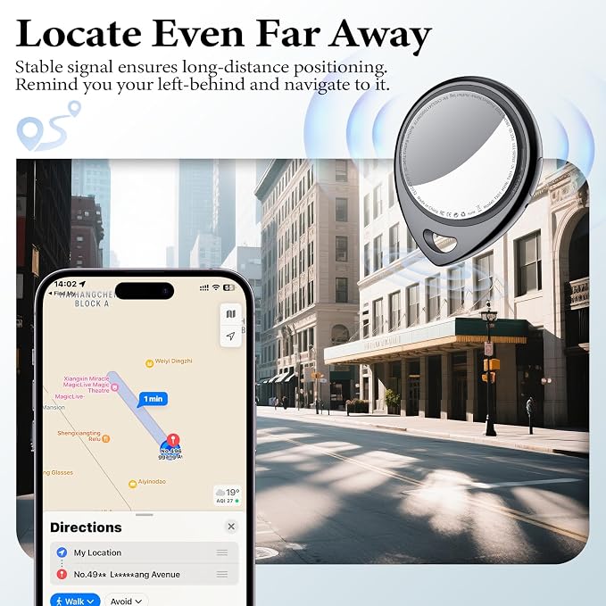 Air Tracker Tags-4 Pack Work with Apple Find My (iOS Only) 100dB Sound | 5.3 Smart Bluetooth Tracker, Smart Tag with Keychain/Lanyard, Item Finder for Luggage/Key/Suitcase, Replaceable Battery Black - Image 4