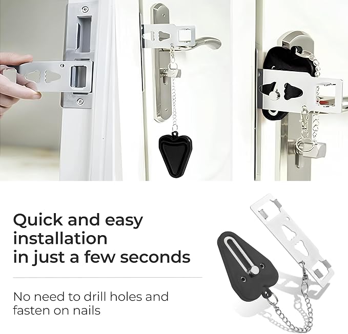 Extra Protection Door Lock – Portable Security Device for Safe Stays in Hotels and Apartments. Provides Instant Safety for Women, Solo Travelers, and Families. - Image 5