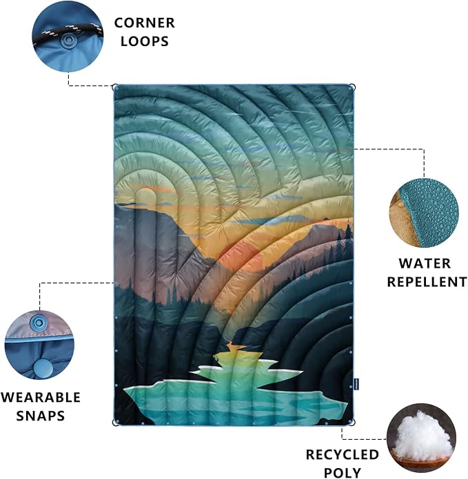 Puffy Camping Blanket,Large Camp Blanket Outdoor Camping Quilt Waterproof | Lightweight Printed Warm Packable Down Alternative Blanket for Camping,Traveling, Stadium, Hiking, Picnics - Image 3