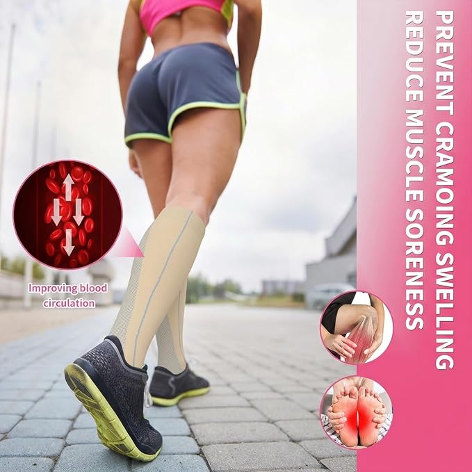 Sooverki Compression Socks for Women & Men 6 Pairs is Best Supportive Knee High Stockings for Circulation, Travel, Nurses - Image 6