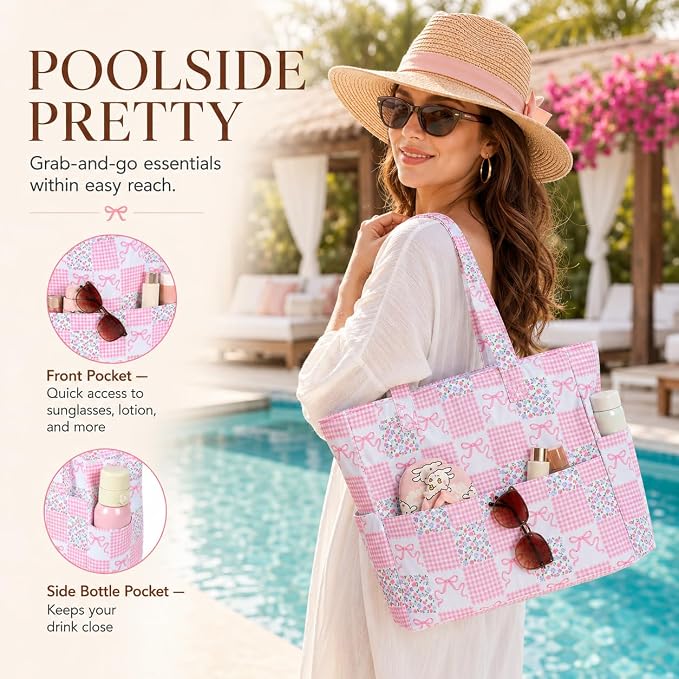 Bluboon Beach Bags for Women, Large Waterproof Tote Bag With Wet Compartment for Pool Weekender Travel Gym - Image 2