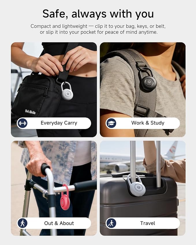 HOU 130dB Personal Alarms for Women – USB-C Rechargeable Self Defense Alarm Keychain with Strobe Light – Loud Personal Safety Alarm for Students & Jogging – Safe for Seniors, White - Image 4