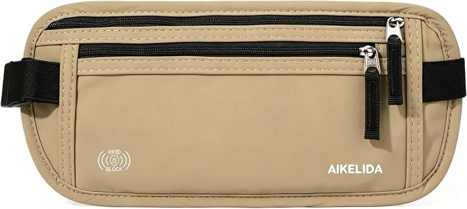 Money Belt - Slim Passport Holder RFID Blocking Travel Wallet Undercover Fanny Packs for Women Men - Gold - Image 3