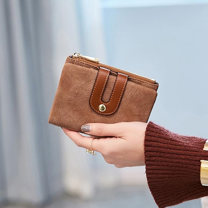 AOXONEL Women's Rfid Small Bifold Leather Wallet Ladies Mini Zipper Coin Purse id card Pocket,Slim Compact Thin - Image 4