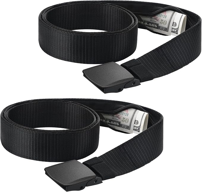 Cozypower 2 Pcs Hidden Money Belt for Travel Hidden Pockets Under Clothes Security Money Wallet Nylon Security Cash Safe Anti Theft Tactical Belt with Pouch by Cozypower