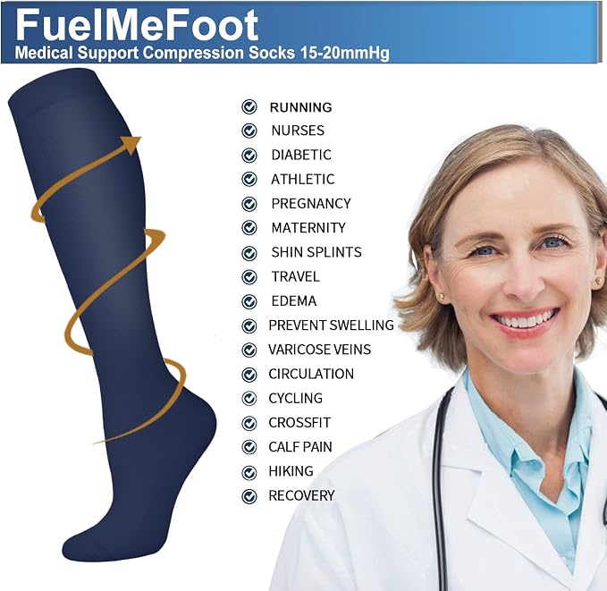 FuelMeFoot 3 Pack Copper Compression Socks - Compression Socks Women & Men Circulation - Best for Medical,Running,Athletic - Image 5