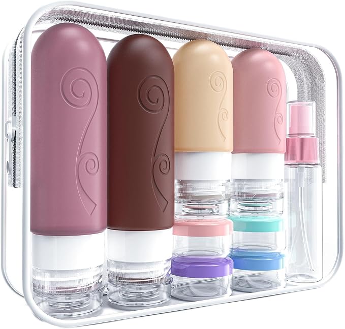 vodvob 16 Pack Travel Bottles Set for Toiletries, TSA Approved Travel Containers Leak Proof Silicone Squeezable Travel Accessories 2oz 3oz for Shampoo Conditioner Lotion Body Wash (BPA Free) (pink) by Unknown