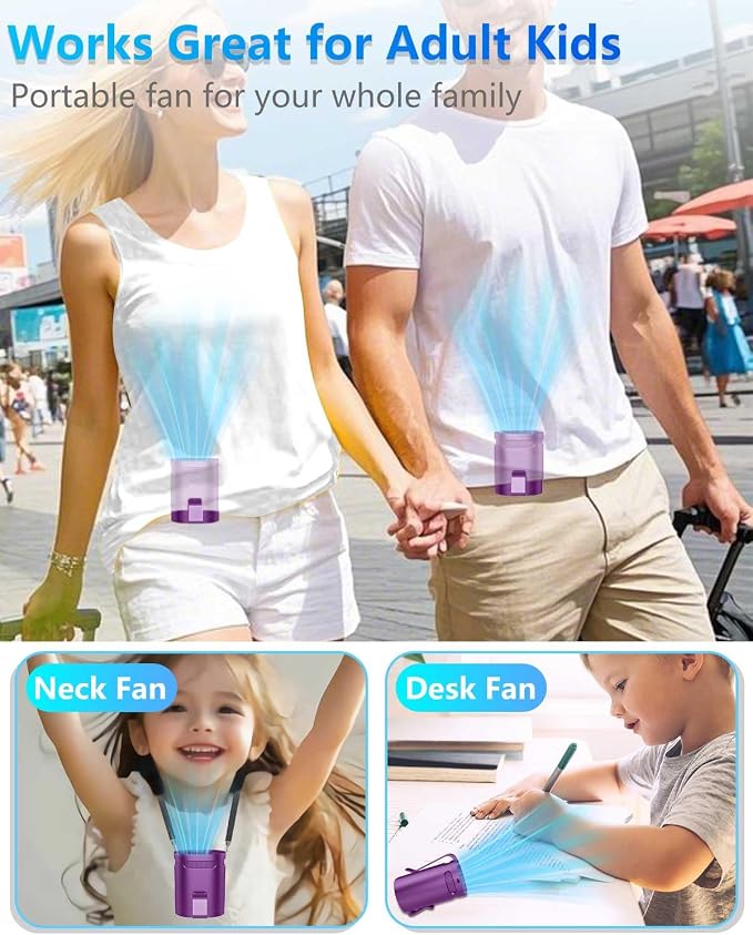 Waist Fan Clip on-Mini Lightweight Portable Fans Rechargeable Under Shirt Belt Pants Body Fans that Blow Cold Air,Waistband Cooling Fan,Powerful Small Personal Hanging Neck Cooler AC Travel Black - Image 5