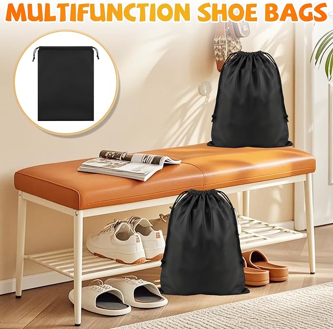 Shoe Bags for Travel, 15.7" x 11.8" Travel Shoe Bags for Packing, Large Waterproof Portable Drawstring Travel Shoe Storage Bag Travel Essentials Women for and Men (Black) - Image 7