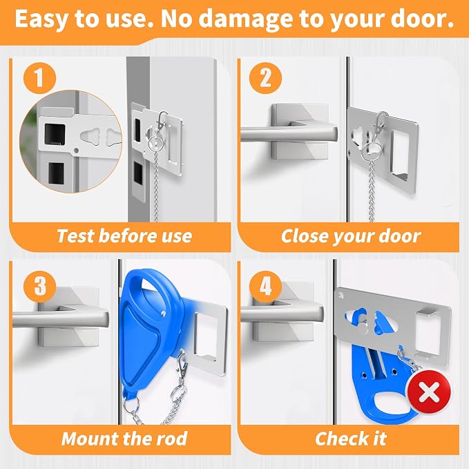 Portable Door Lock for Home Security Travel Lockdown Locker Safety Locks for Additional Safety and Privacy Perfect for Traveling Apartment College Blue - Image 2
