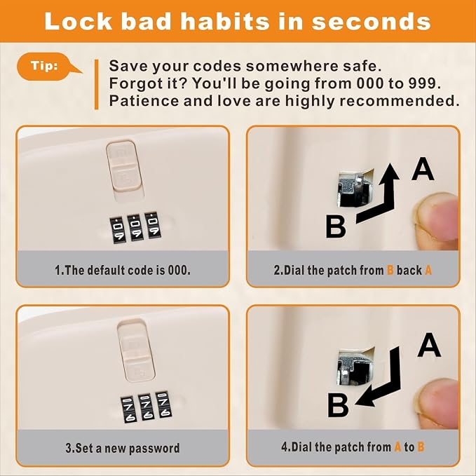 Small Medication Lock Box with Combination Code, Lockable Storage Box for Pills/Snacks/First Aid Kits, Phone/Personal Items, Secure Container for Home/Fridge/Office/Travel- Reusable (Beige) - Image 7