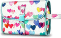 FINTIE Portable Toiletry Cosmetic Travel Bag Hanging Makeup Organizer | Large Water Resistant Storage Pouch Case, For Women Girls, Raining Hearts by Fintie