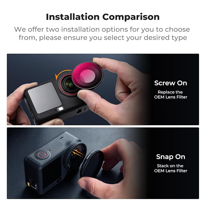 K&F CONCEPT Snap On CPL ND Filter Kit Compatible with DJI Osmo Action 6 | 4 Pack CPL ND8 ND16 ND32 Neutral Density Polarizing Action 6 Filter Camera Accessories, Multicoated HD Optical Glass, FD141 - Image 2