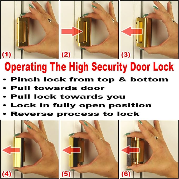 Prime-Line U 11325 Door Reinforcement Lock – Add Extra, High Security to your Home and Prevent Unauthorized Entry – 3” Stop, Aluminum Construction, Brushed Chrome (Single Pack) | Add Extra High Security, Prevent Unauthorized Entry, 3 in. Stop, Solid Br... - Image 5