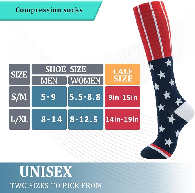 fenglaoda 6 Pairs Compression Socks for Women & Men Knee High Cute Circulation Socks for Nurse Pregnant Travel Athletic - Image 3